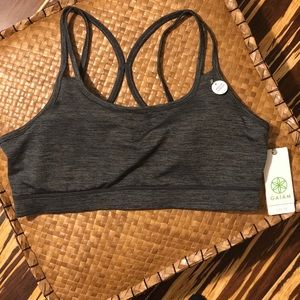Gaiam Shine Bra XL Charcoal Heather Sport Yoga Bra Top, Omni Dri, Medium Support